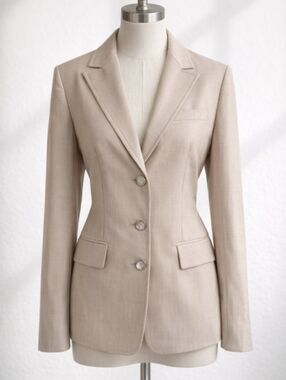 Vintage Ann Taylor LOFT Tan Wool Single Breasted Jacket Blazer
